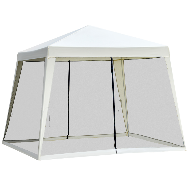 Outsunny Gartenpavillon Pavillon 3 x 3 m wetterfest mit Moskitonetz, Partyzelt aus Metall und Polyester in Cremeweiß Aosom.de – Bild 1 von 2