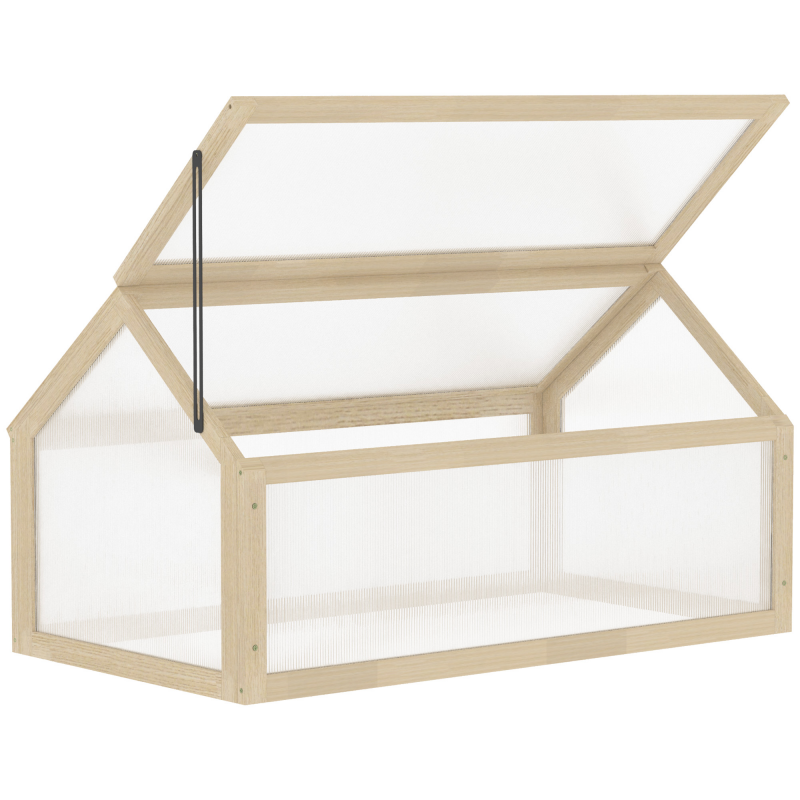 Outsunny Frühbeet aus Holz, Mini Gewächshaus 90 x 52 x 49,5 cm, Treibhaus mit Abdeckung, lichtdurchlässig Frühbeetkasten, winterfest Hochbeet für Garten, Balkon, Naturholz Aosom – Bild 1 von 2