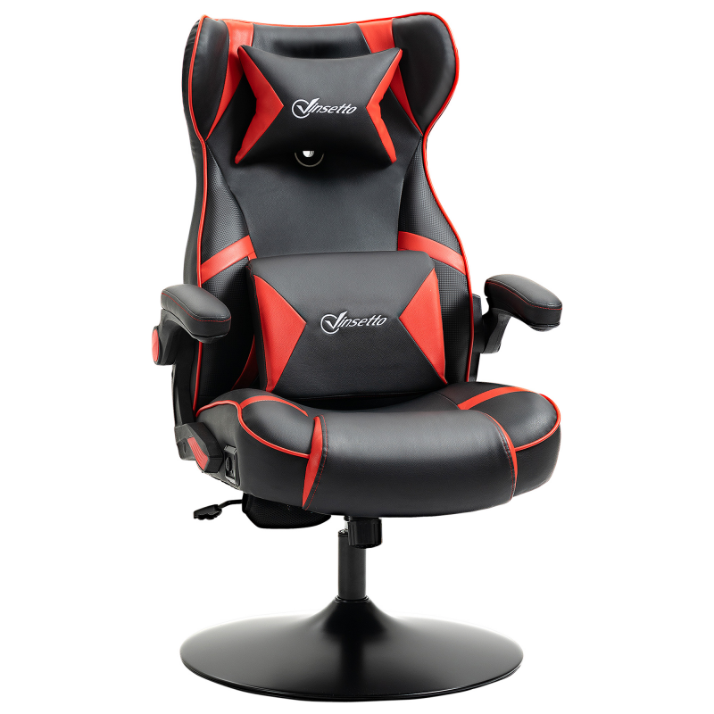 Vinsetto Gamingstuhl höhenverstellbar mit Wippfunktion ergonomisch, Lautsprecher, Lenden- und Nackenstütze aus Kunstleder Aosom.de – Bild 1 von 2