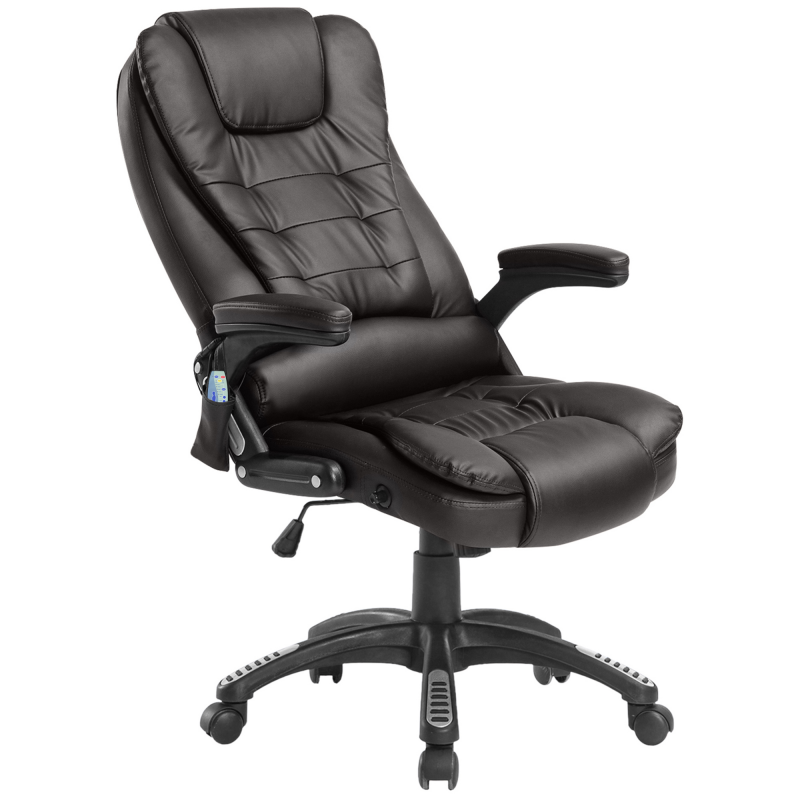 HOMCOM Massagesessel, Bürosessel, Bürostuhl, Chefsessel, Gamingsessel mit 6 Punkt Vibrations Massage, Wärmefunktion, Kunstleder Aosom – Bild 1 von 2