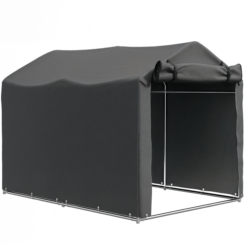 Outsunny Garagenzelt, wasserdicht Zeltgarage mit Rolltür, UV-beständig Fahrradabdeckung Gerätehaus Gerätezelt, Foliengerätehaus Fahradgarage für Terrasse, Garten, 220 x 157 x 165 cm Dunkelgrau Aosom – Bild 1 von 2