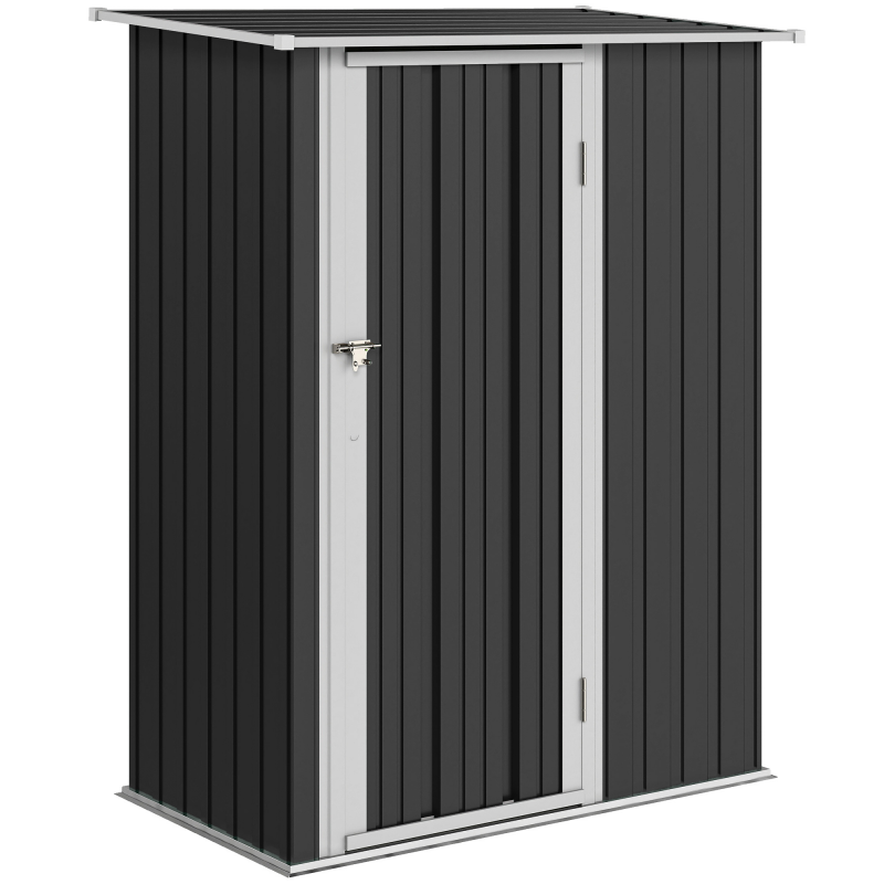 Outsunny Gerätehaus Gartenhaus Geräteschuppen mit Tür Outdoor Stahl Dunkelgrau 142 x 84 x 189 cm Aosom – Bild 1 von 2