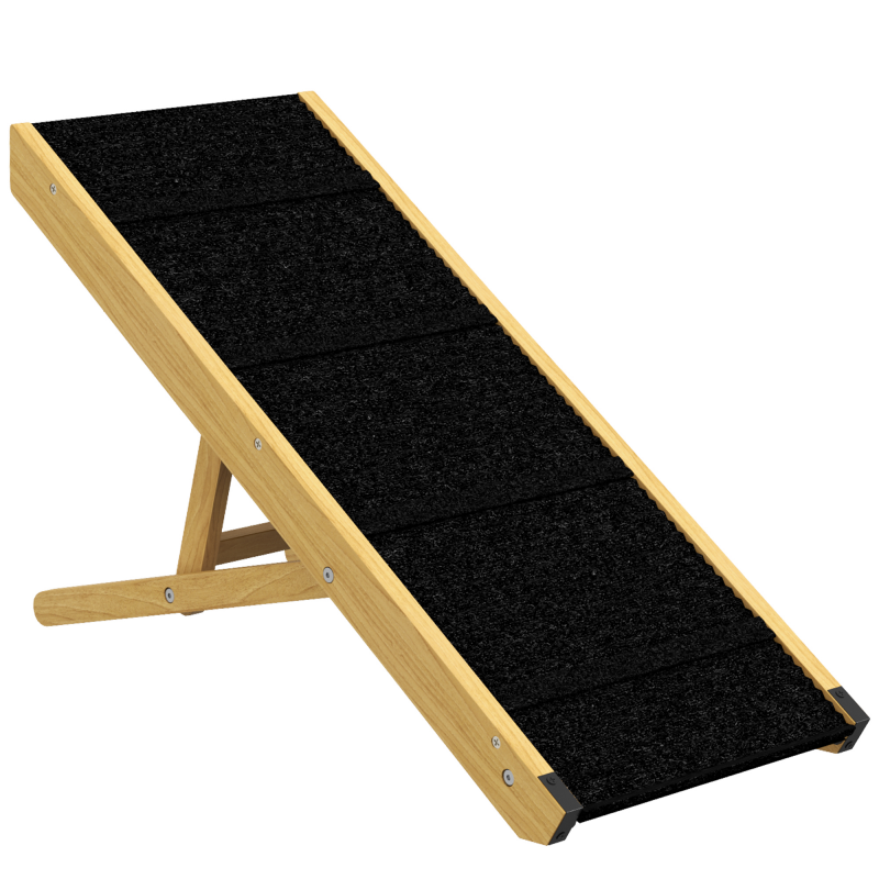 PawHut Hunderampe Klappbar, Höhenverstellbar Haustierrampe, Rutschfest Hundeeinstiegshilfe für kleine und mittelgroße Hunde bis 15 kg, 83,5 x 35 x 47,5 cm, Natur Aosom – Bild 1 von 2