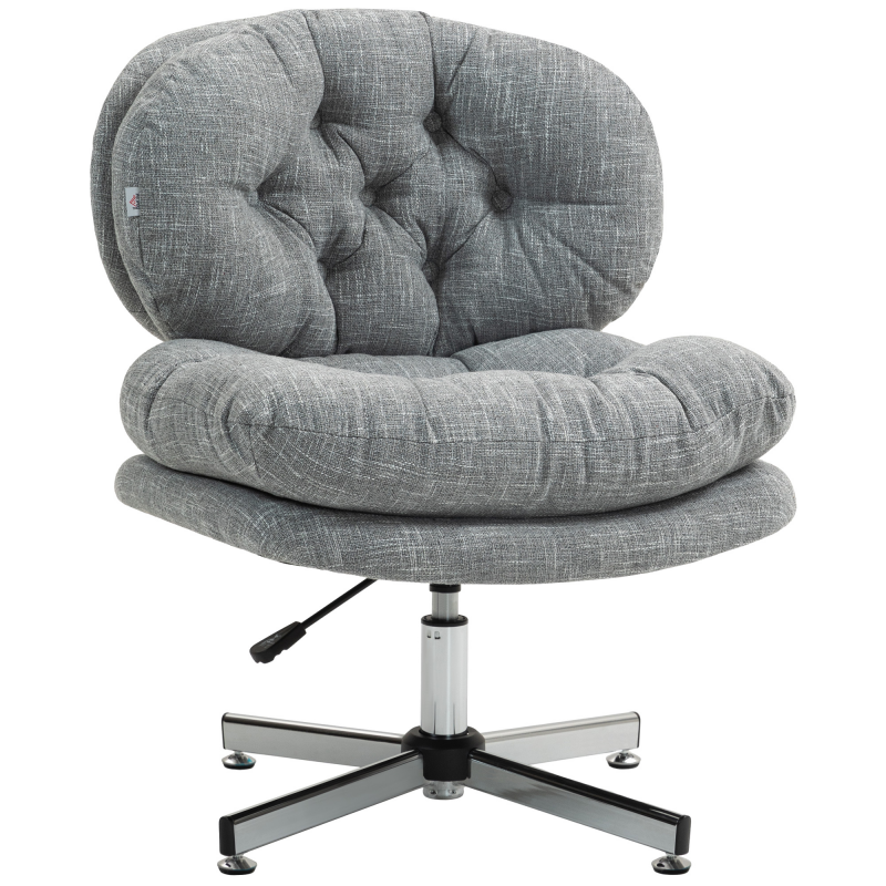 HOMCOM Bürostuhl, Ergonomisch Schreibtischstuhl mit Wippfunktion, Weicher und Geposterter Sitzfläche, Höhenverstellbar Drehstuhl mit Leinenoptik, für Home-Office, Grau Aosom – Bild 1 von 2