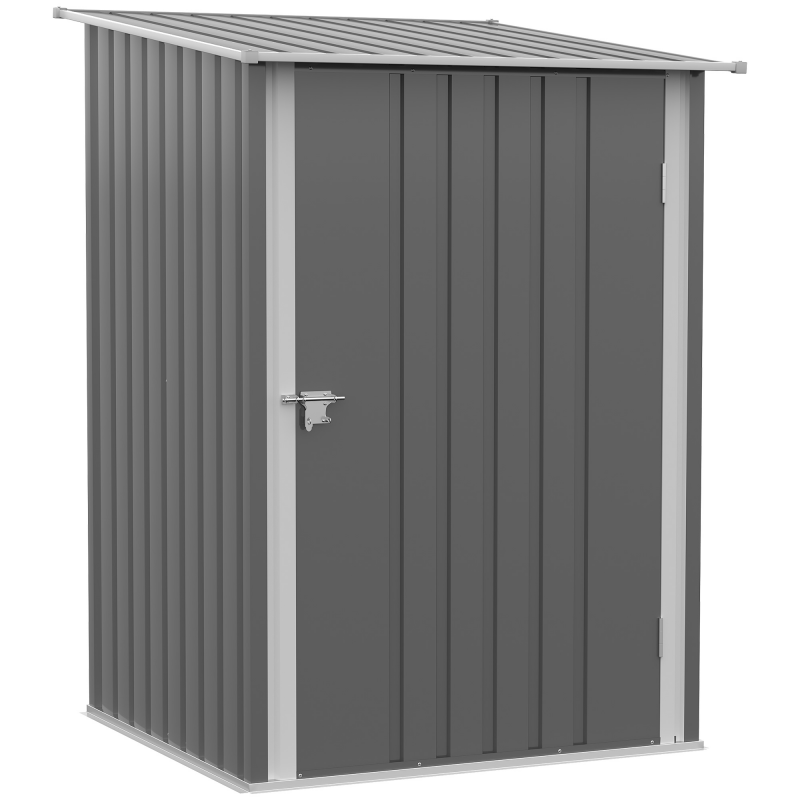 Outsunny Stahl Gerätehaus 0,92 m² Abschließbarer Gartenschrank mit Pultdach, 100x103x160cm, Grau Aosom – Bild 1 von 2