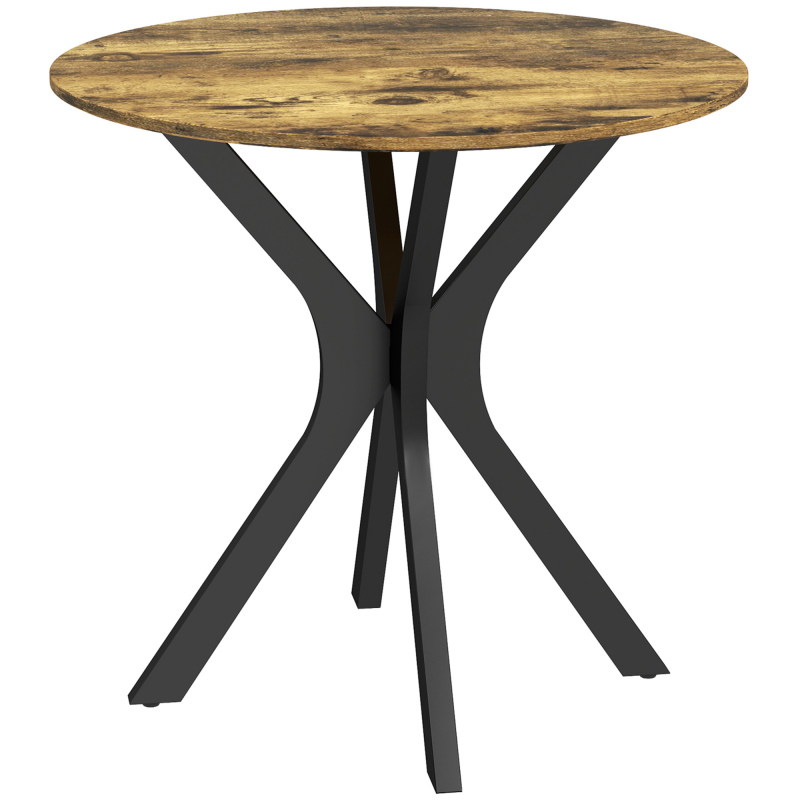 HOMCOM Esstisch, Runder Küchentisch, Moderner Esszimmertisch Kaffeetisch mit Spider-Stahlgestell, Bartisch für 2 Personen, Ø78 x 75 cm, Rustikales Braun Aosom – Bild 1 von 2