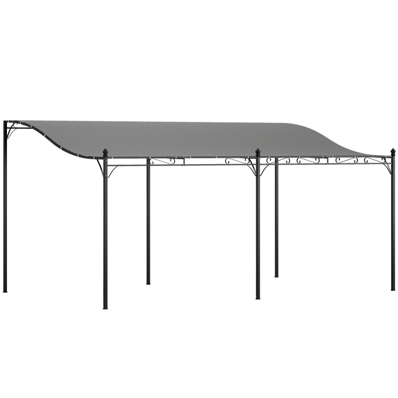Outsunny Anbaupavillon Pergola mit Dach, Wasserabweisend Pavillon Vordach, freistehend Gartenpavillon Terrassenpavillon Überdachung Sonnenschutz für Terrasse Garten ca. 3x5x2,5 m Dunkelgrau Aosom – Bild 1 von 2