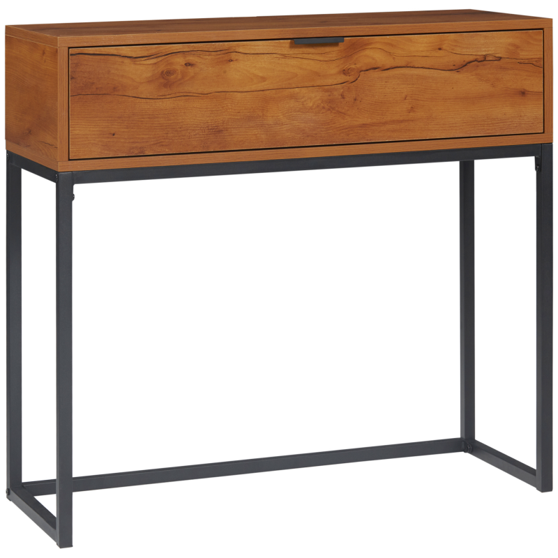 HOMCOM Konsolentisch mit Schublade, Sofatisch Flurtisch, Beistelltisch für Wohnzimmer & Flur, Stahl, Natur, 80x30x76 cm Aosom.de – Bild 1 von 2