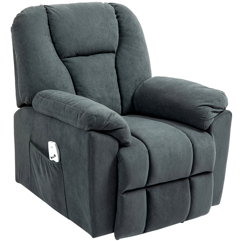 HOMCOM Elektrisch Relaxsessel Fernsehsessel mit Liegefunktion Wärmefunktion Massagesessel mit Seitentasche Liegesessel mit USB-Anschlüsse Taschenfeder für Wohnzimmer Dunkelgrau Aosom – Bild 1 von 2