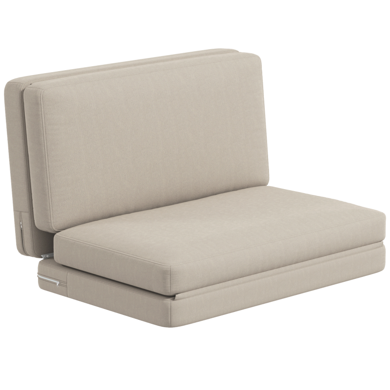 HOMCOM Bodensofa 3-in-1 Klappbar Schlafsofa mit Samtoptik, Gepolstert Sofabett bis 240 kg belastbar für Schlafzimmer, Wohnzimmer, Beige Aosom – Bild 1 von 2
