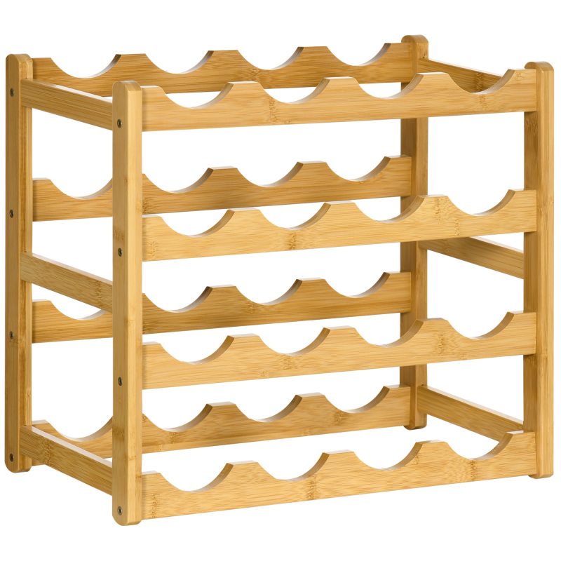 HOMCOM Weinregal Flaschenständer aus Bambus für 16 Flaschen 43x23,5x38cm, stilvolles Naturholzdesign für Küche & Wohnzimmer Aosom.de – Bild 1 von 2