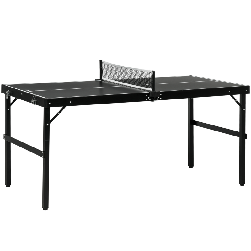 SPORTNOW Mini Tischtennistisch faltbar, Innen-Tischtennistisch mit Netz, Bällen, Griff, für drinnen und draußen 152 x 76 x 72 cm, schwarz Aosom – Bild 1 von 2