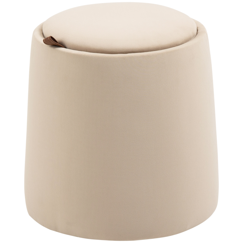 HOMCOM Ottomane runder Sitzhocker mit Stauraum in Beige Samtoptik abnehmbarer Deckel Ø44cm x 47,5cm als Beistelltisch Aosom.de – Bild 1 von 2