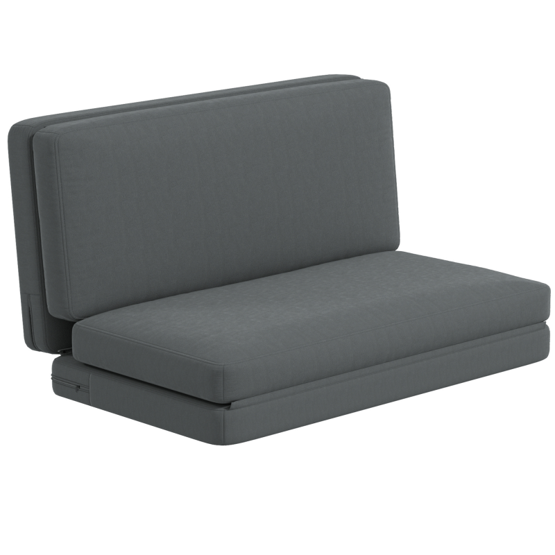 HOMCOM Bodensofa 3-in-1 Klappbar Schlafsofa mit Samtoptik, Gepolstert Sofabett bis 240 kg belastbar für Schlafzimmer, Wohnzimmer, Dunkelgrau Aosom – Bild 1 von 2