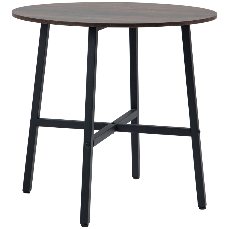 HOMCOM Esszimmertisch Esstisch Küchentisch für 4 Personen, Wohnzimmertisch für Esszimmer, Küche, Stahl, Braun, 80 x 80 x 76 cm Aosom – Bild 1 von 2