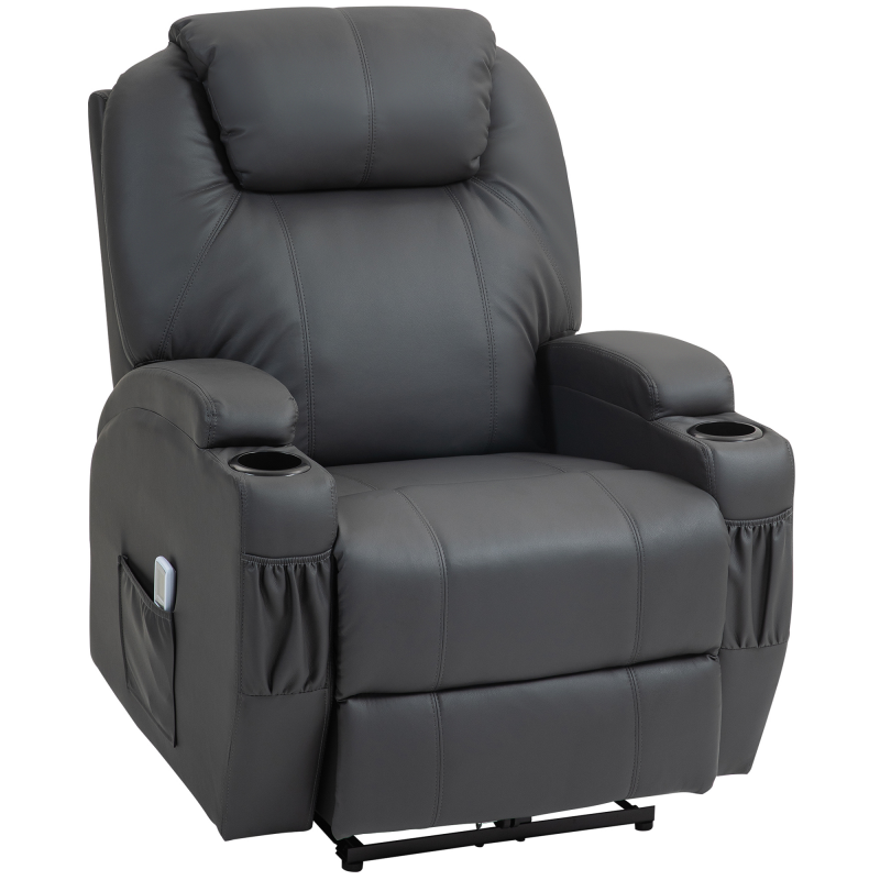 HOMCOM Relaxsessel mit Massagefunktion, Elektrisch Fernsehsessel mit Liegefunktion, Massagesessel mit Fernbedienung, Becherhalter Aosom – Bild 1 von 2