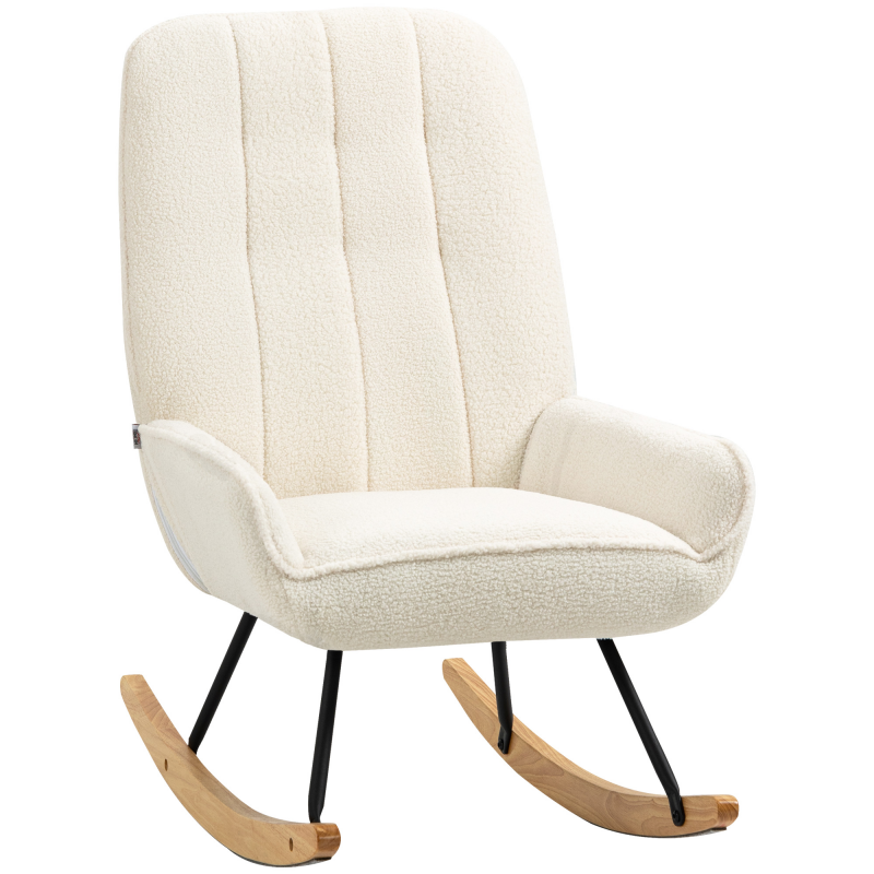 HOMCOM Schaukelstuhl gemütlicher Schwingsessel mit Sherpa-Vlies für Schlafzimmer & Kinderzimmer bis 150 kg 63x95x97 cm Aosom.de – Bild 1 von 2