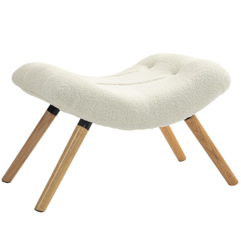 HOMCOM Sitzhocker, Fußhocker mit Berberfleece-Stoff, Polsterhocker bis 120 kg belastbar, für Wohnzimmer, Schlafzimmer, 60,5 x 45 x 38 cm, Cremeweiß Aosom – Bild 1 von 2