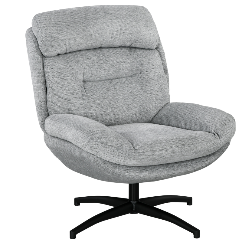 HOMCOM Sessel Chenille, wasserabweisend, Drehsessel Wohnzimmer, Armlehnstuhl drehbar, Grau Aosom.de – Bild 1 von 2