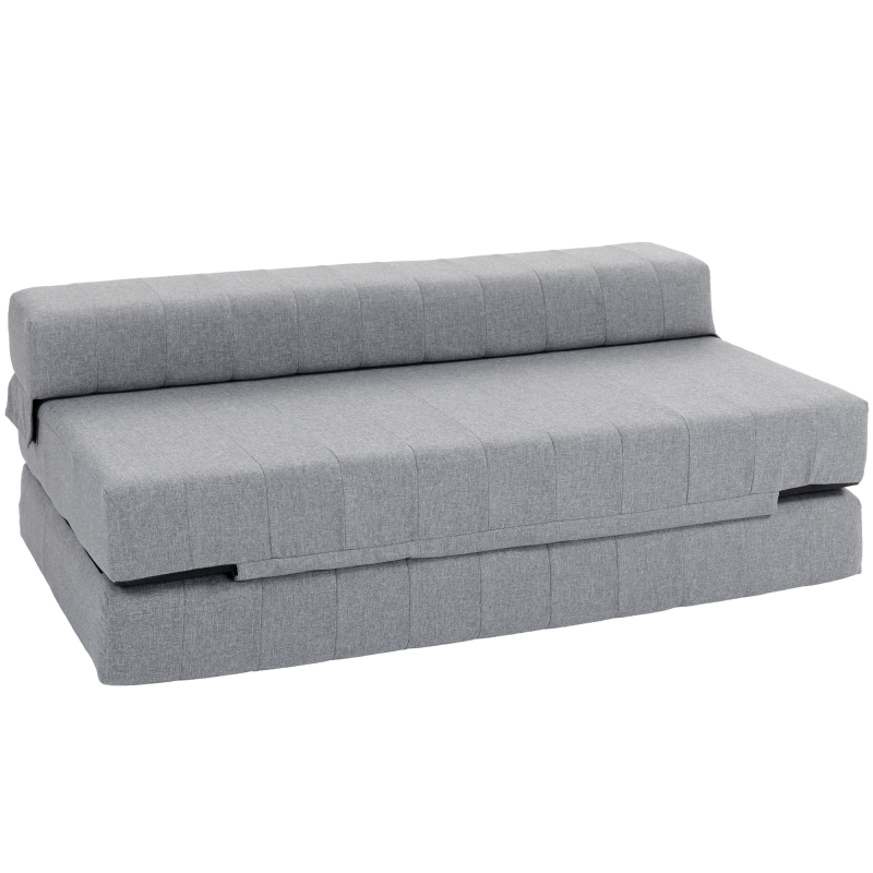 HOMCOM 2-in-1 Bodensofa, bis 250 kg belastbar, Klappbar Schlafsofa mit Leinenoptik, für 2 Personen, Sofabett, für Wohnzimmer, Schlafzimmer Aosom – Bild 1 von 2