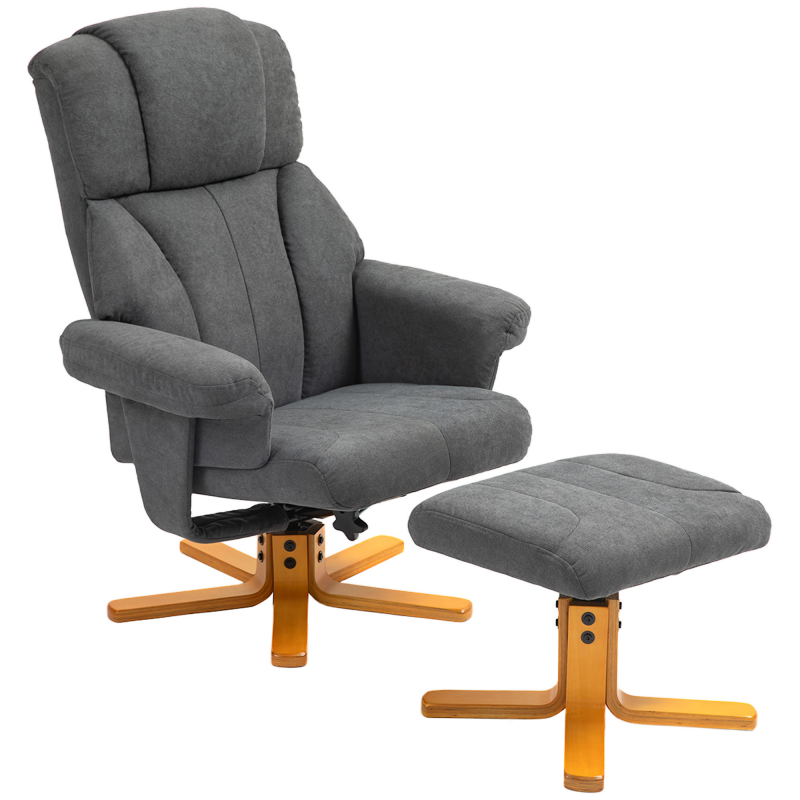 HOMCOM Relaxsessel mit Liegefunktion, Liegesessel mit Hocker, Fernsehsessel bis 150 kg belastbar, für Wohnzimmer, Schlafzimmer, 79 x 80 x 104cm, Dunkelgrau Aosom – Bild 1 von 2