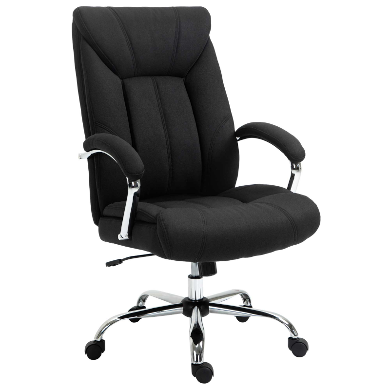 Vinsetto Bürostuhl ergonomischer Drehstuhl mit Wippfunktion gepolsterte Armlehne und Kopfstütze Schwarz für komfortables Arbeiten Aosom.de – Bild 1 von 2