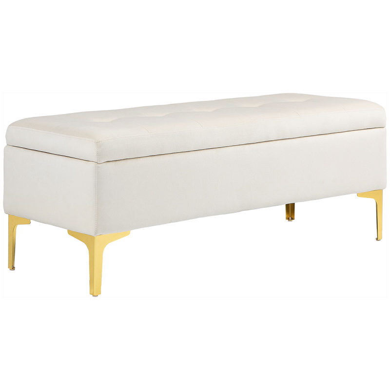 HOMCOM Sitzbank mit Stauraum Polsterbank Samtoptik Metallbeine Bettbank für Wohnzimmer Schlafzimmer Flur 120 x 44 x 44,5 cm Beige Aosom.de – Bild 1 von 2