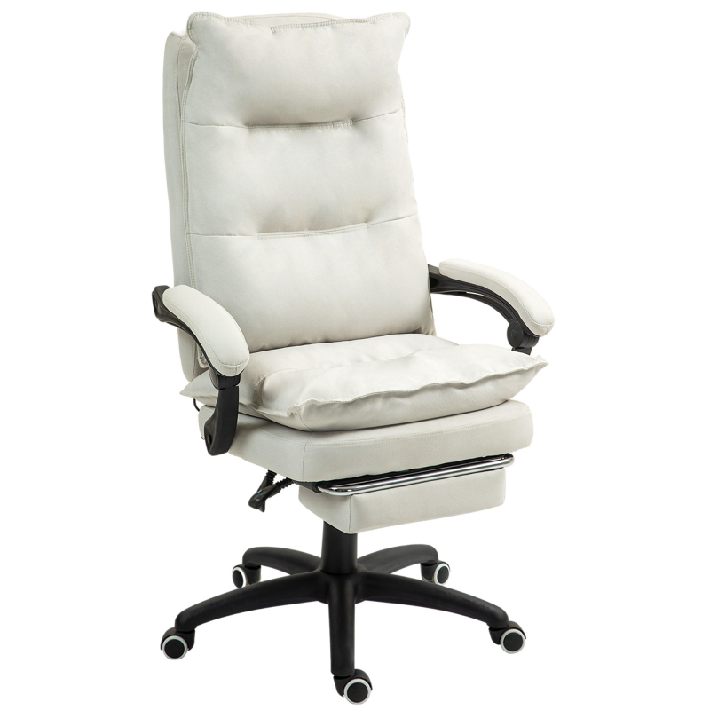 Vinsetto Bürostuhl mit 6 Punkt Massage, ergonomischer Gaming Sessel mit Liegefunktion, höheverstellbar Chefsessel mit Fußstütze, 120 kg belastbar, für Arbeitszimmer, Büro, Cremeweiß Aosom – Bild 1 von 2
