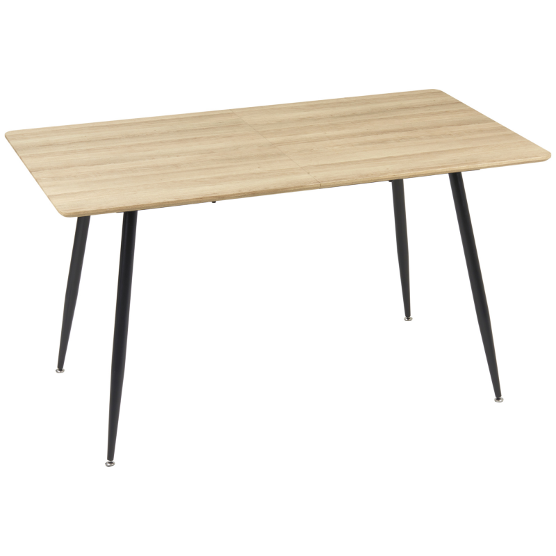 HOMCOM Esstisch Moderner Küchentisch für 4 Personen, Esszimmertisch in Schwarz mit Holzoptik, Stahlbeine, 140x80x76cm, Natur Aosom – Bild 1 von 2