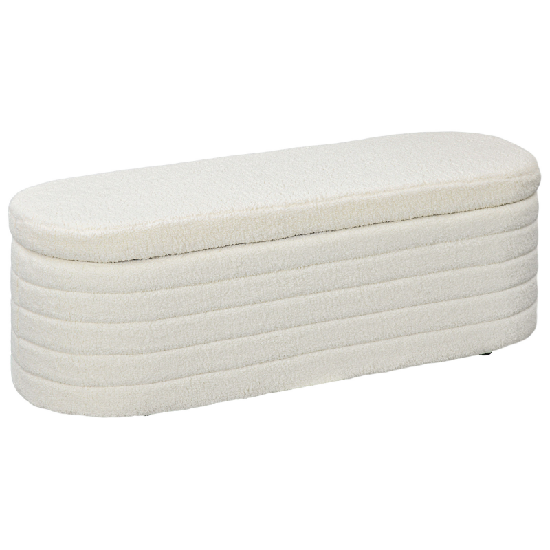 HOMCOM Schlafzimmer Bettbank mit Stauraum und Holzbeinen, hohe Stabilität, Teddy-Fleece, 120 kg Belastbarkeit, 116x41x40,5 cm, cremeweiß Aosom.de – Bild 1 von 2