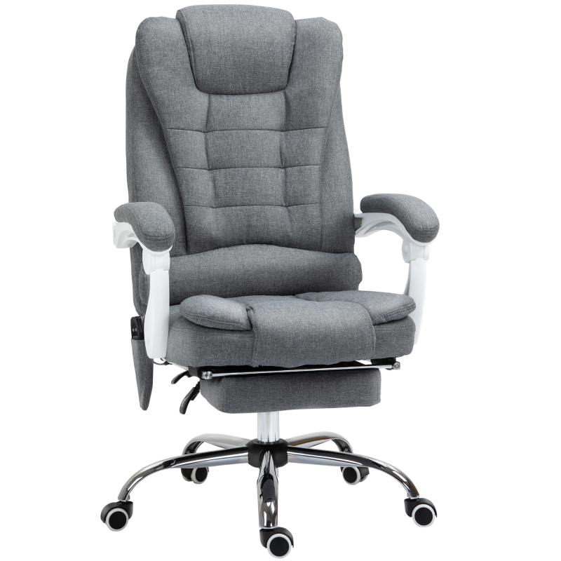 Vinsetto Bürostuhl mit Massagefunktion, höhenverstellbar, ergonomischer Schreibtischstuhl mit Liegefunktion, Heizfunktion, Fußstütze Aosom – Bild 1 von 2