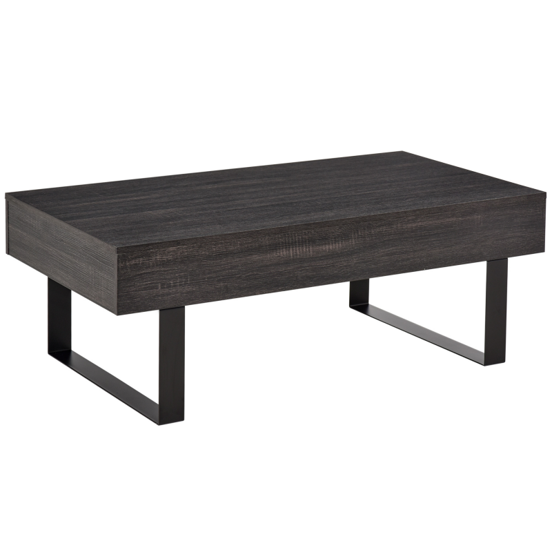 HOMCOM Couchtisch quadratisch, Sofatisch mit Stauraum, stabiles Stahlgestell, Kaffeetisch, 110 x 60 x 40 cm, Schwarz Aosom.de – Bild 1 von 2