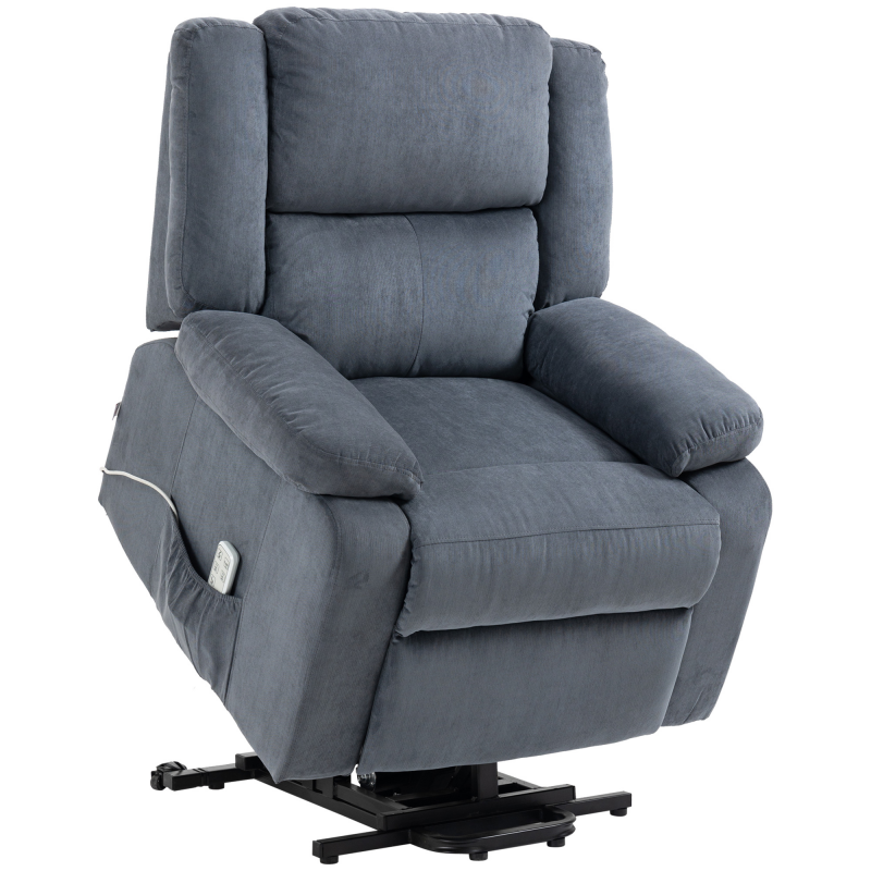 HOMCOM Relaxsessel Fernsehsessel Aufstehsessel elektrisch verstellbar mit Liegefunktion & Fernbedienung, Samtoptik in Grau, 92x93x105cm Aosom.de – Bild 1 von 2