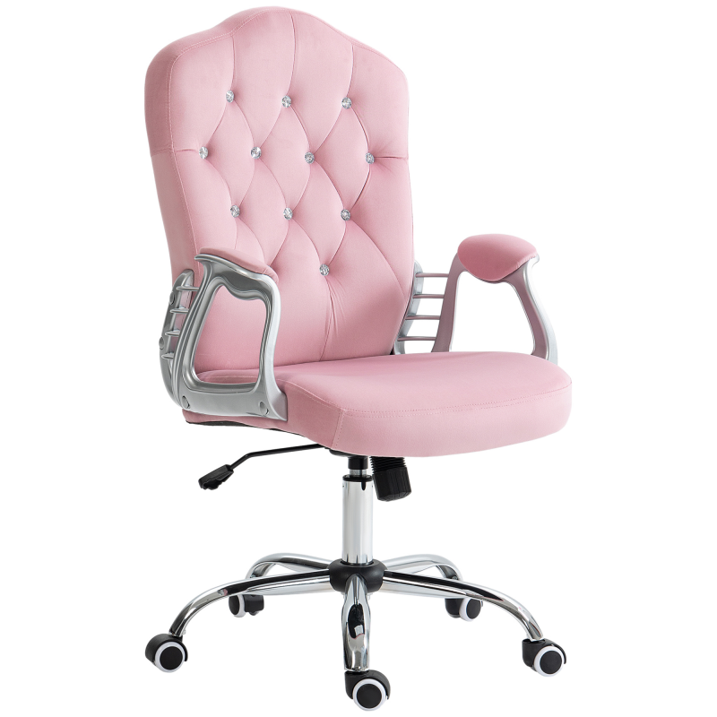 HOMCOM Bürostuhl für Frauen, ergonomischer Schreibtischstuhl mit Wippfunktion, höhenverstellbar, Belastbarkeit 120 kg, Rosa Aosom – Bild 1 von 2