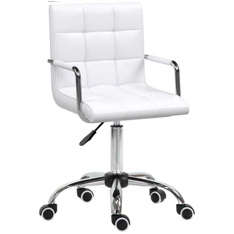 HOMCOM Bürostuhl höhenverstellbar 84-99H cm ergonomischer Drehstuhl Chefsessel für Büro und Homeoffice PU Weiß Aosom.de – Bild 1 von 2