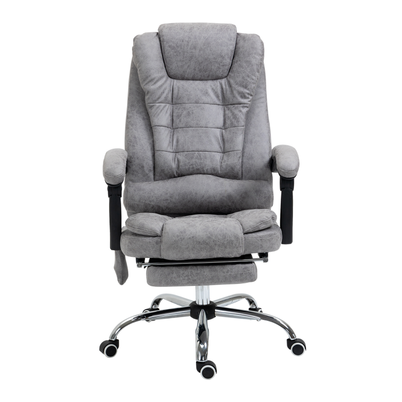 Vinsetto Bürostuhl mit Vibrationsmassage Ergonomischer Schreibtischstuhl mit Wärmefunktion, Liegefunktion, Fußstütze Höhenverstellbar Computerstuhl Chefsessel mit Fernbedienung, Seitentasche Grau Aosom – Bild 1 von 2