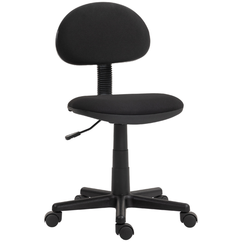HOMCOM Bürostuhl Ergonomischer Schreibtischstuhl, Höhenverstellbarer Drehstuhl aus Elastischer Stoff Computerstuhl für Arbeitszimmer Schwarz Aosom – Bild 1 von 2