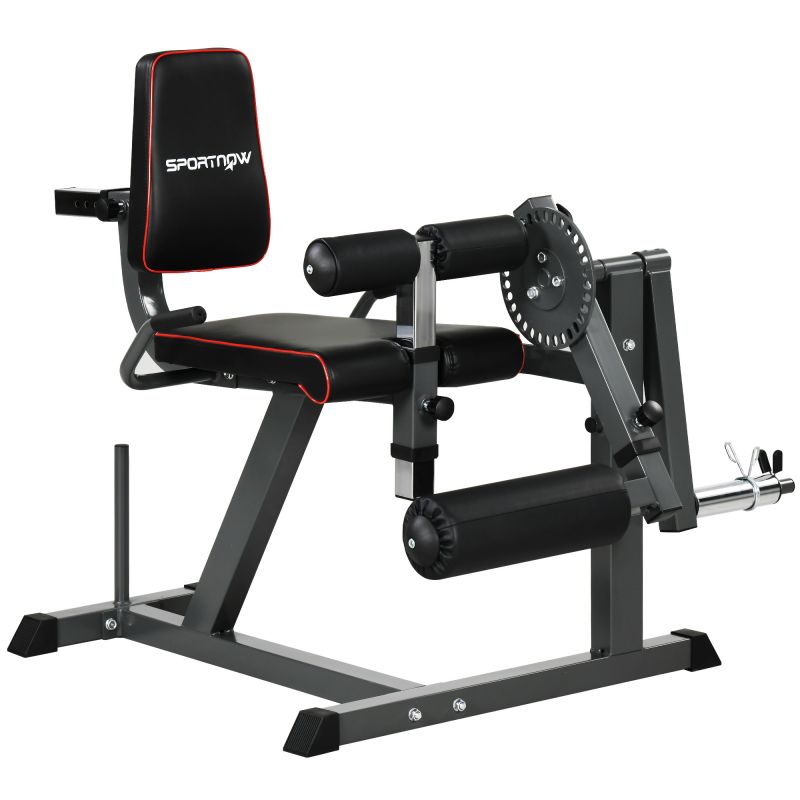 SPORTNOW Beinstrecker Verstellbar Beinbeuger mit Plattenbeladung Wadenmaschine für Hüft Oberschenkel Unterkörper Training Stahl Schwarz Aosom.de – Bild 1 von 2
