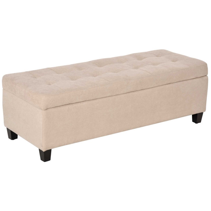 HOMCOM Sitzbank, Polsterbank mit Stauraum, Bettbank mit Deckel, Leinenoptik, Truhenbank, Aufbewahrungsbank für Wohnzimmer, Schlafzimmer, Beige Aosom – Bild 1 von 2