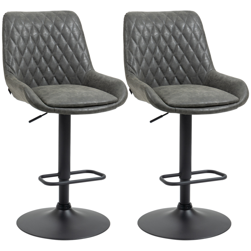 HOMCOM 2er-Set Barhocker höhenverstellbar mit Rückenlehne, Küchenhocker Kunstleder Dunkelgrau für Bar und Küche Aosom.de – Bild 1 von 2