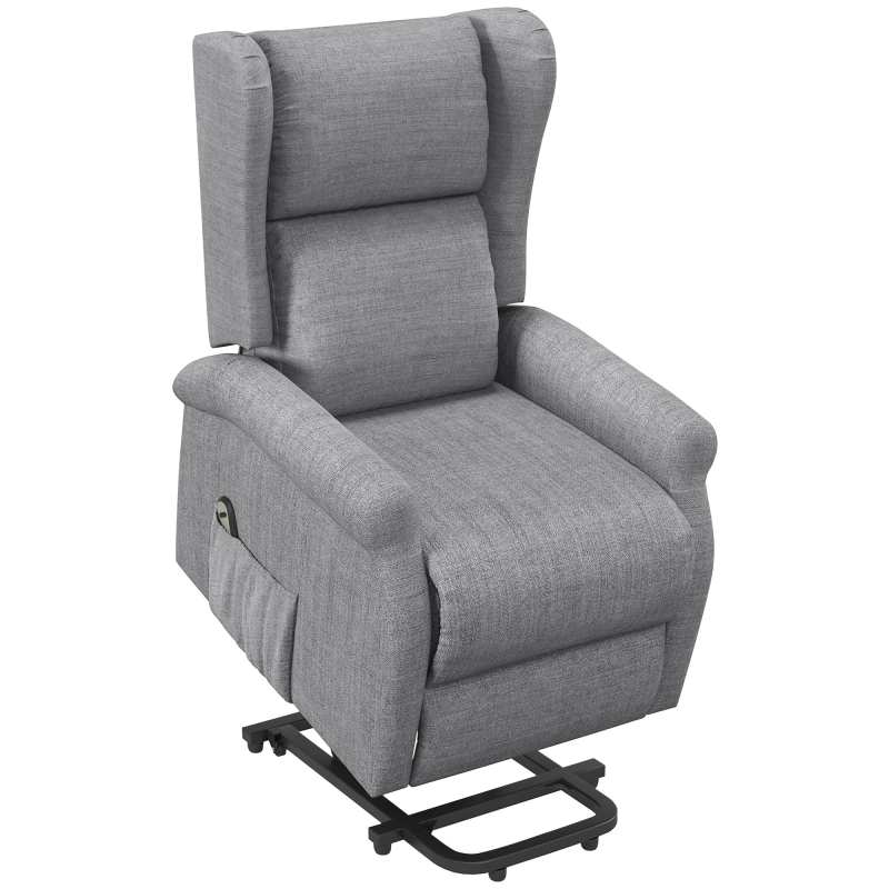 HOMCOM Aufstehsessel Fernsehsessel mit elektrischer Aufstehhilfe und Liegefunktion, grauer Leinenbezug, 72,5 x 94 x 109 cm Aosom.de – Bild 1 von 2