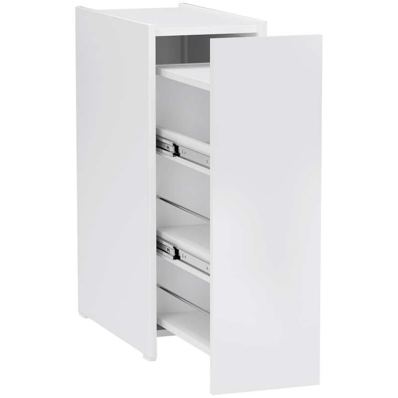 HOMCOM Badezimmerschrank schmal, Toilettenschrank Beistellschrank mit Rad, Schublade inkl. 3 tiefe Fächer, Nischenregal, Badschrank für kleine Räume, Wohnzimmer, Badezimmer, 47 x 25 x 66,5 cm Weiß Aosom – Bild 1 von 2