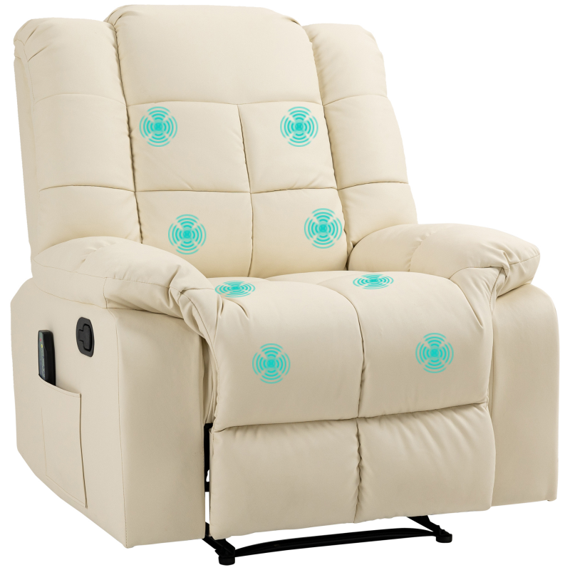 HOMCOM Relaxsessel mit Liegefunktion manuell, Belastbarkeit 160 kg, Elektrisch Relaxsessel mit Liegefunktion, Heizfunktion, Cremeweiß Aosom.d – Bild 1 von 2