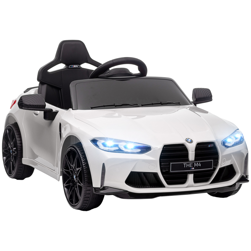 AIYAPLAY Kinder Elektroauto mit 2,4G Fernbedienung, Federung, MP3, USB, LED Lichter, für 3-5 Jahre, weißes Elektrofahrzeug Aosom.de – Bild 1 von 2