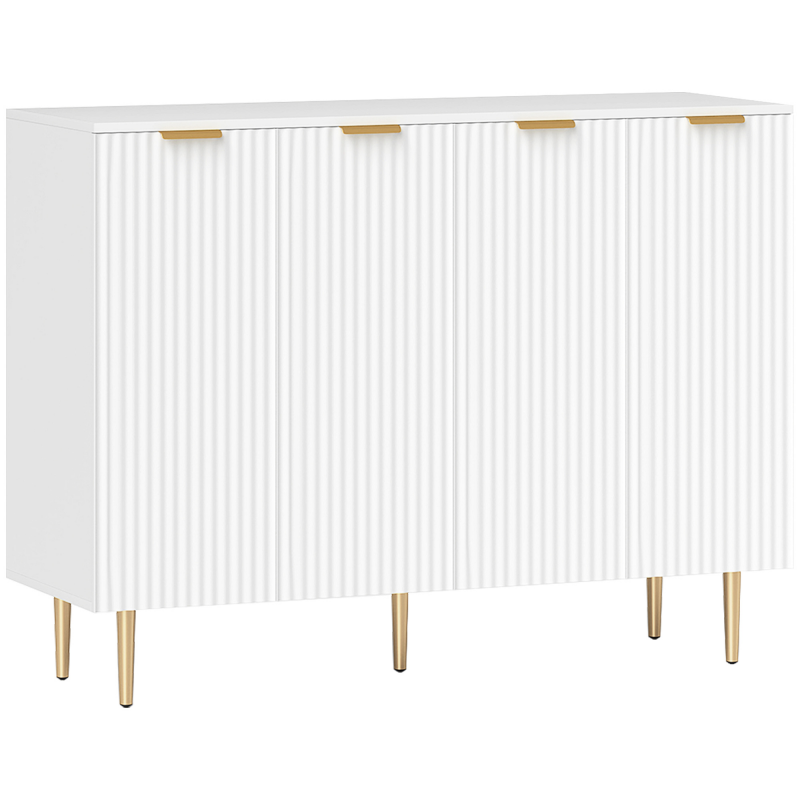 HOMCOM Buffet Schrank Küchenschrank mit 2 Doppeltüren und verstellbarem Regal, modernes Buffet für Ess- und Wohnzimmer, 120 x 40 x 90 cm, weiß Aosom – Bild 1 von 2