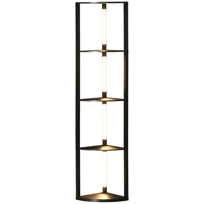HOMCOM Stehlampe, LED Stehleuchte mit 4 Ablagen, E27 Sockel, 24 W Standlampe mit 3 Lichtfarben für Wohnzimmer, Schlafzimmer, Schwarz Aosom – Bild 1 von 2