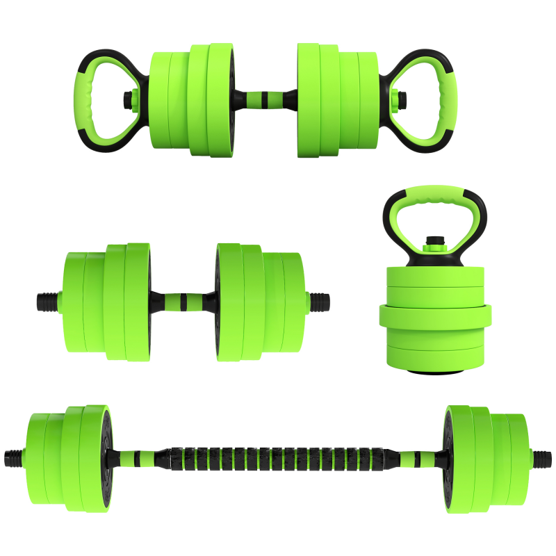 SPORTNOW Verstellbares Hantelset, 4 in 1, 30kg, Gewichtssatz als Kettlebell, Langhantel, Kurzhanteln oder Liegestützständer, Fitnessgerät für Männer und Frauen, Heim-Fitnessstudio Aosom – Bild 1 von 2
