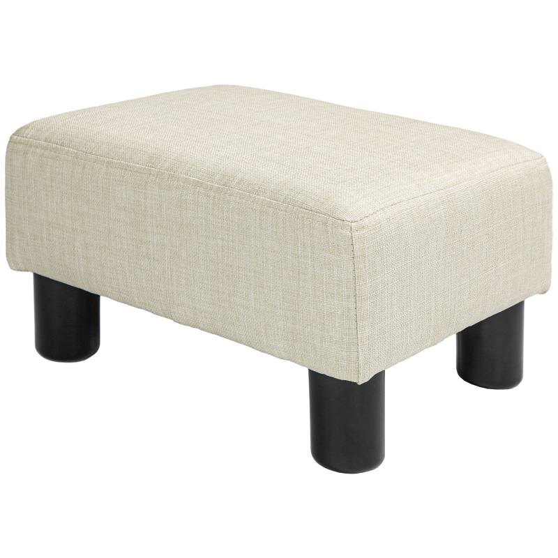 HOMCOM Sitzhocker Pouf Stoffbezug 40 x 30 x 24 cm belastbar bis 110 kg Beige Aosom – Bild 1 von 2