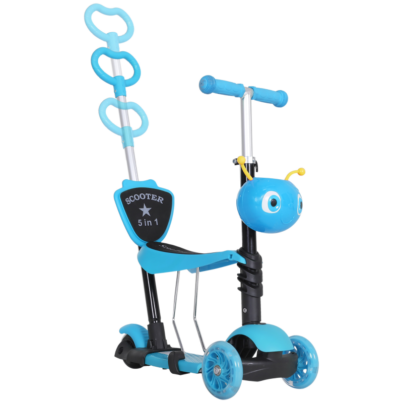 HOMCOM Scooter Tretroller Kinderroller Cityroller Kickboard Lenker Teleskoprohr höhenverstellbar Blau 62 x 25 x 72,5 cm Aosom – Bild 1 von 2