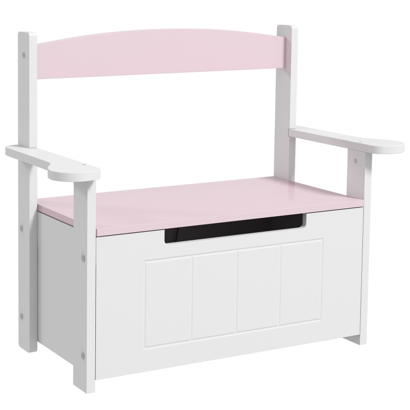 AIYAPLAY Kinder-Sitztruhe mit Stauraum & Soft‑Close, Rückenlehne, 68,5×34×58 cm, Rosa/Weiß Aosom – Bild 1 von 2